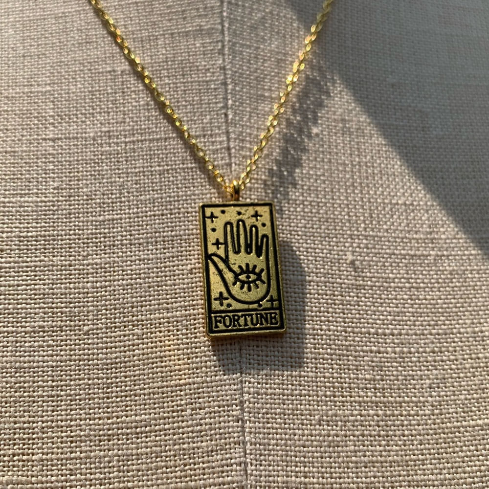 NWT Reversible Sterling Silver Plated Chain, Fortune Tarot Card Alloy Necklace - Picture 6 of 14